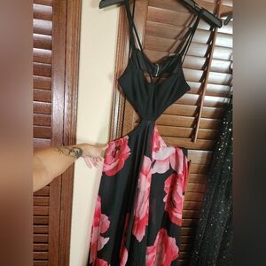 SHEIN Pink and Black Spaghetti Strap Maxi Dress